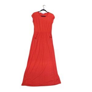 Velvet Torch Red Maxi Dress With Side Slits L 95% Rayon 5% Spandex Made In USA